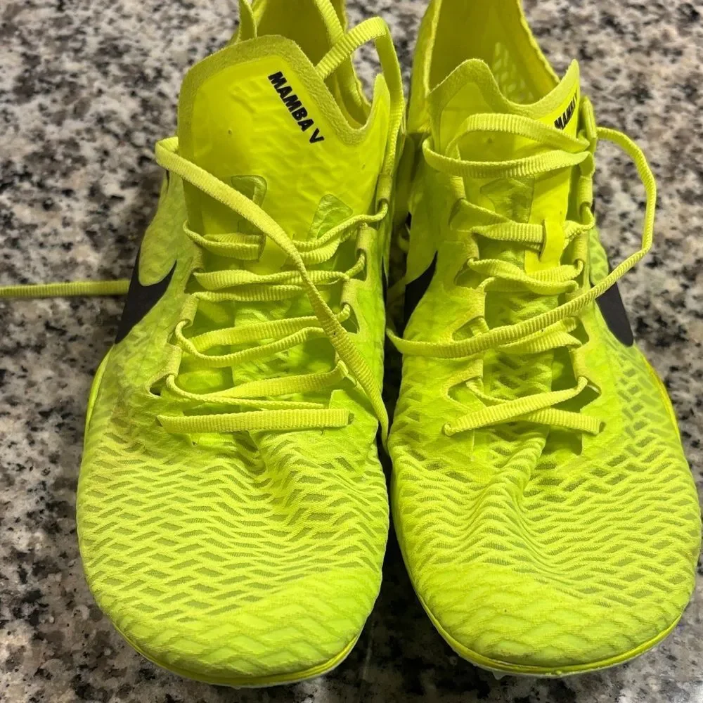 Nike Neon Yellow Racing Track Spikes with Black Swoosh